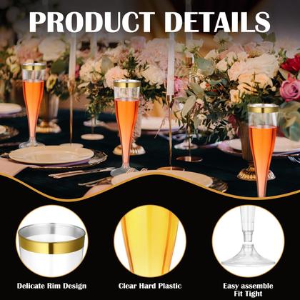 Imagem de Taças de champanhe de plástico descartáveis Jingmore 130mL (pacote com 36)