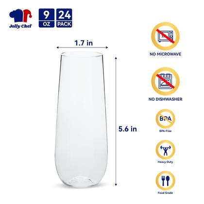 Imagem de Taças de champanhe JOLLY CHEF de plástico sem haste 270 ml (pacote com 24)