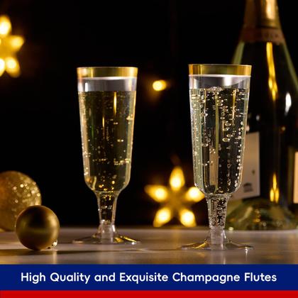 Imagem de Taças de champanhe JOLLY CHEF descartáveis de 150 ml (pacote com 50) com aro dourado