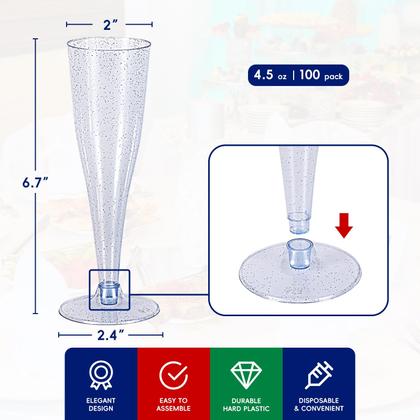 Imagem de Taças de champanhe JOLLY CHEF, pacote com 100, descartáveis, 130 ml, azuis