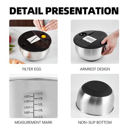 Imagem de Taças de mistura weltonhm Set 3 de aço inoxidável com tampas pretas