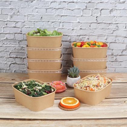 Imagem de Taças de papel Kraft descartáveis JAYEEY 800mL com tampas, pacote com 50