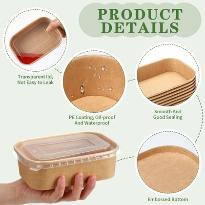 Imagem de Taças de papel Kraft descartáveis Maxdot com tampas de PP, 650 ml, pacote com 50