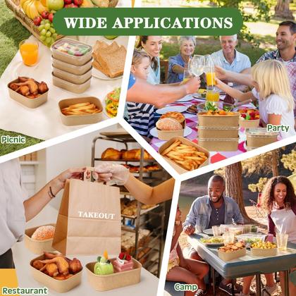 Imagem de Taças de papel Kraft descartáveis Maxdot com tampas de PP, 650 ml, pacote com 50