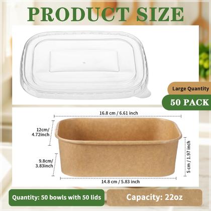 Imagem de Taças de papel Kraft descartáveis Maxdot com tampas de PP, 650 ml, pacote com 50