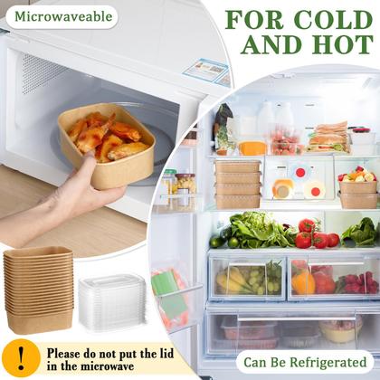 Imagem de Taças de papel Kraft descartáveis Maxdot com tampas de PP, 650 ml, pacote com 50