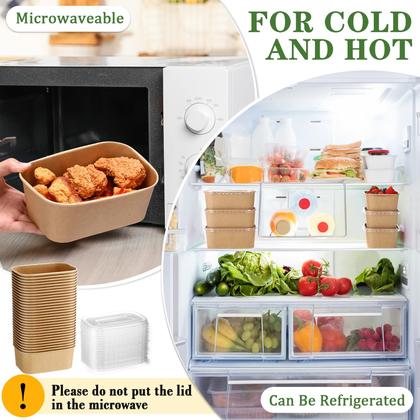 Imagem de Taças de papel Kraft descartáveis Maxdot com tampas de PP, 850 ml, pacote com 50