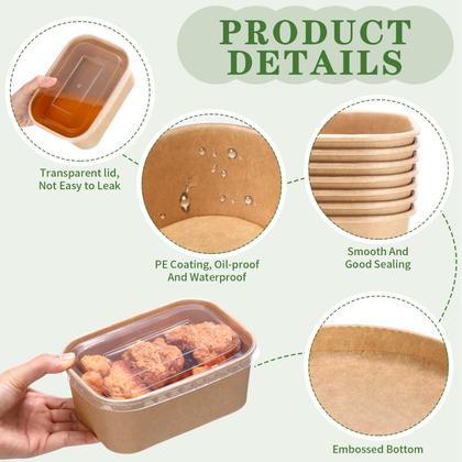 Imagem de Taças de papel Kraft descartáveis Maxdot com tampas de PP, 850 ml, pacote com 50