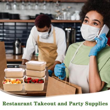 Imagem de Taças de papel Kraft descartáveis Maxdot com tampas de PP, 850 ml, pacote com 50