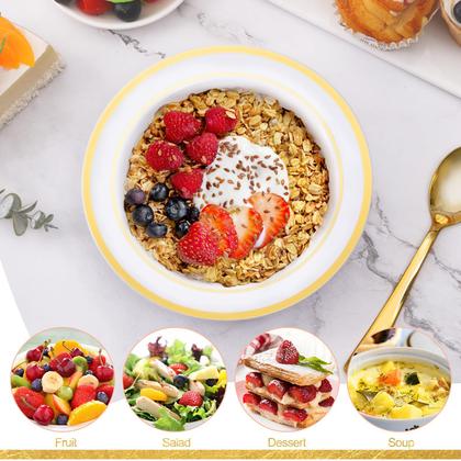 Imagem de Taças de plástico Boocikey 350ml descartáveis com borda dourada x30