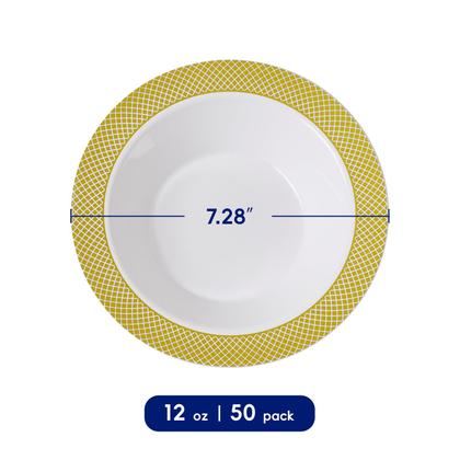 Imagem de Taças de plástico descartáveis JOLLY CHEF 12 onças (pacote com 50) com borda dourada