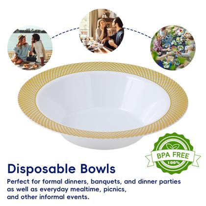 Imagem de Taças de plástico descartáveis JOLLY CHEF 12 onças (pacote com 50) com borda dourada