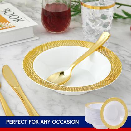 Imagem de Taças de plástico descartáveis JOLLY CHEF 12 onças (pacote com 50) com borda dourada