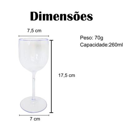 Imagem de Taças De Vinho De Acrílico Cristal 260ml 15 Unidades Drinks Premium Festas, Tinto, Suave, Seco