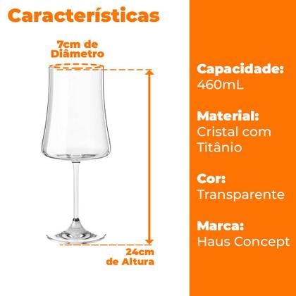 Imagem de Taças de Vinho e Água Cristal 460ml Com Titânio Pleasure 2 peças - Haus Concept