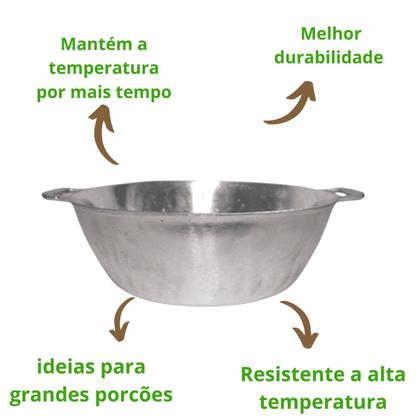 Imagem de Tacho 45cm Grande 16L Alumínio Fundido Grosso com Tampa