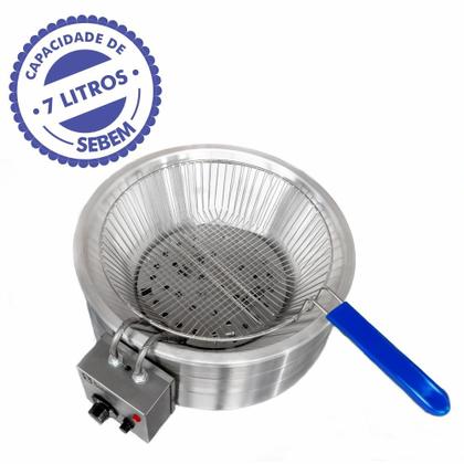 Imagem de Tacho Fritador Fritadeira de Porção Batatinha Peixe Acarajé Pastel Grande 7 Litros