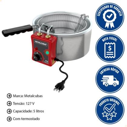 Imagem de Tacho Fritador Industrial Elétrico TFRE-5 Metalcubas 127V 5 Litros