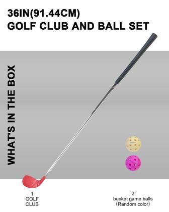 Imagem de Taco de golfe KOFULL com taco de tamanho grande, cabeça de plástico para jogo de golfe com baldes, conjunto de golfe com bolas, taco de aço para quintal, para adultos ao ar livre, bolas de espuma de plástico Hit