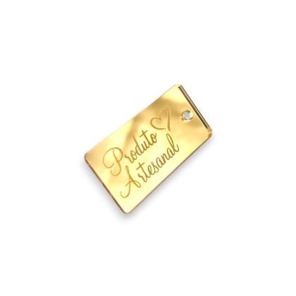 Imagem de Tag Decorativa Acrílicas 3.0x1.0 cm Produto Artesanal Rose Espelhado 10 Un