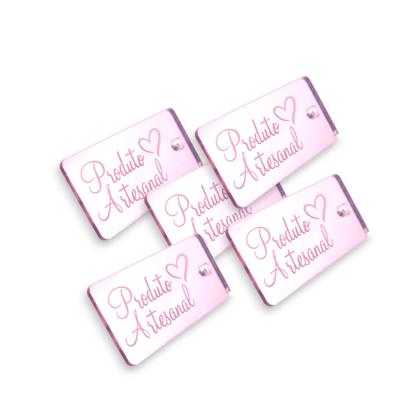 Imagem de Tag Decorativa Acrílicas 3.0x1.0 cm Produto Artesanal Rose Espelhado 10 Un