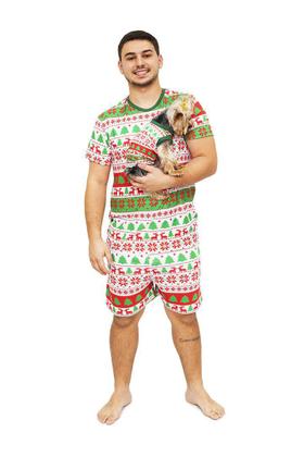 Imagem de Tal Pai Tal Pet Pijama Masculino Curto e Roupa Pet Natal Alegria