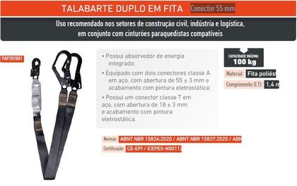 Imagem de Talabarte Duplo Em Fita Conector 55 mm Síntese EPI
