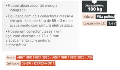 Imagem de Talabarte Duplo Em Fita Conector 55 mm Síntese EPI