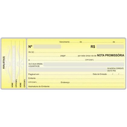 Imagem de Talão de Nota Promissória 50 Folhas 95X215MM Pacote com 20