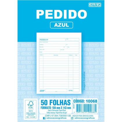 Imagem de Talão de Pedido Azul 1/36 1 Via 50 Folhas - Pacote com 20
