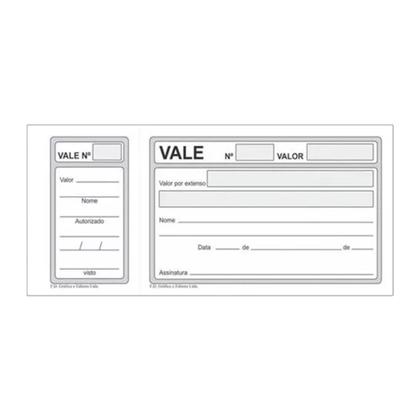 Imagem de Talão Vale Com Canhoto 15,5 x 7cm P/ Anotações e compras