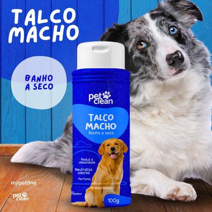 Imagem de Talco Banho a Seco p/ Cães e Gatos Macho 100g Pet Clean