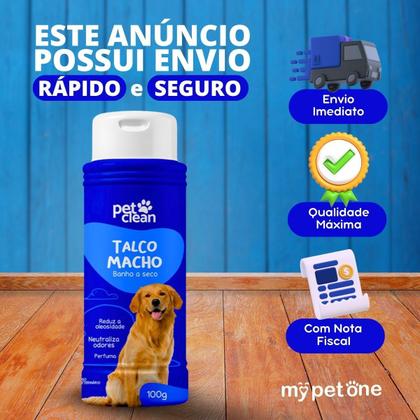 Imagem de Talco Banho a Seco p/ Cães e Gatos Macho 100g Pet Clean