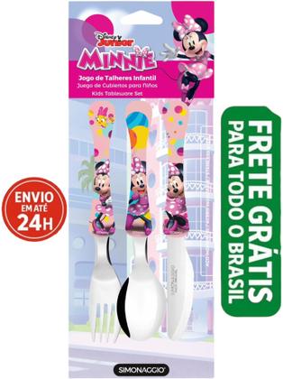 Imagem de Talher Infantil Disney Minnie Inox Simonaggio Princesa Frozen Carros Toy Store Unicornio