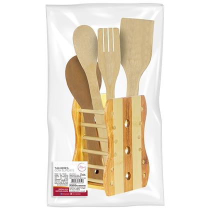 Imagem de Talheres Com Suporte Em Bambu