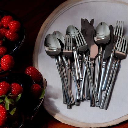 Imagem de Talheres Gourmet Faqueiro Preto Slim Luxo Aço Inox 24 Peças