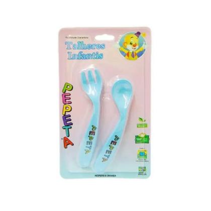 Imagem de Talheres Infantil Colher e Garfo com Ponta Redonda Prático - Pepeta
