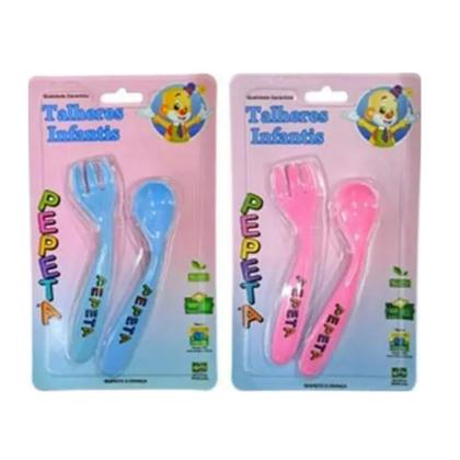 Imagem de Talheres Infantil Colher e Garfo com Ponta Redonda Prático - Pepeta