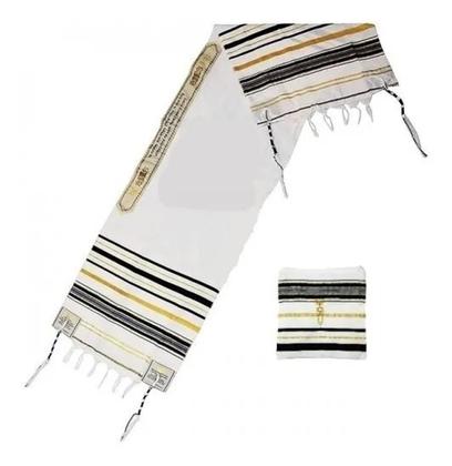 Imagem de Talit Messiânico Azul + Shofar + Kipá + Original De Israel
