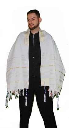 Imagem de Talit Messiânico branco 55 X 180 Cm - Original - De Israel