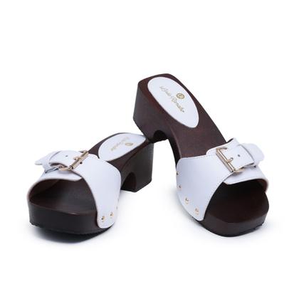 Imagem de Tamanco Com Salto em Madeira material ecológico Legitimo Luxo