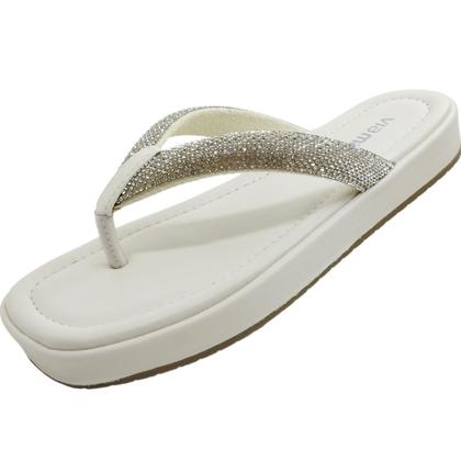 Imagem de Tamanco Dedo Feminino Casual Dia a Dia FlatForm com Strass Via Marte 178-001