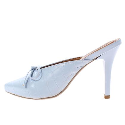 Imagem de Tamanco Dravanna Salto Alto Fino Croco Azul