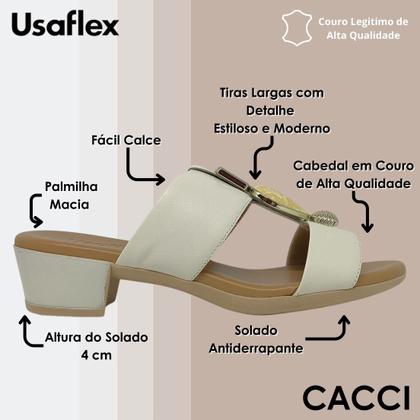 Imagem de Tamanco Feminino Conforto Salto Baixo Couro Moda Usaflex