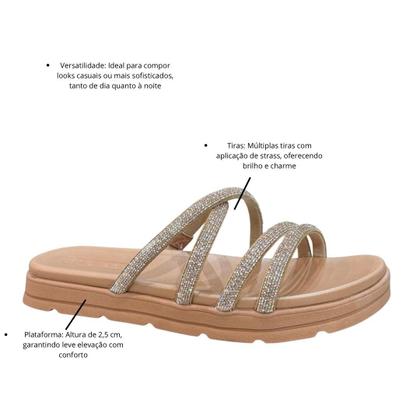Imagem de Tamanco Feminino Flatform Papete Com Strass Moleca 5490