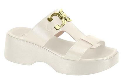 Imagem de Tamanco Feminino Moleca Leve Aplicação Dourada Flatform Conforto Estilo