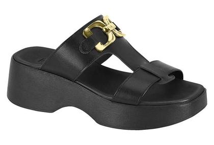 Imagem de Tamanco Feminino Moleca Leve Aplicação Dourada Flatform Conforto Estilo