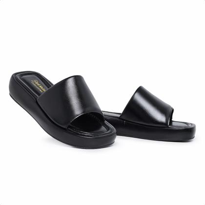 Imagem de Tamanco Feminino Plataforma Baixa Flatform Confortável Elegante Preto