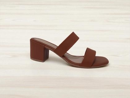 Imagem de Tamanco Marrom Feminino Salto Médio Grosso Bloco Tendência Moda Social Dia a Dia Casual