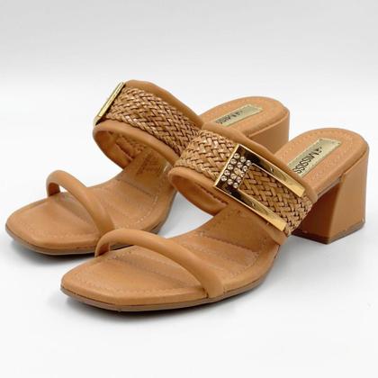 Imagem de Tamanco Mississipi Salto Bloco com Tira Larga com Trama Feminina